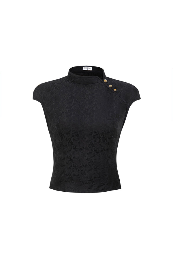 Mandarin Collar Crop Top
